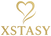 Gold logo with a heart shape above the word 'XSTASY' on a white background